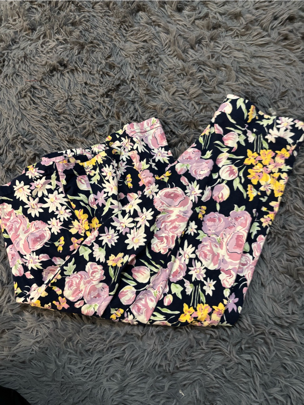 Chaps Navy Floral Girls Pants - Pink, Yellow, White
